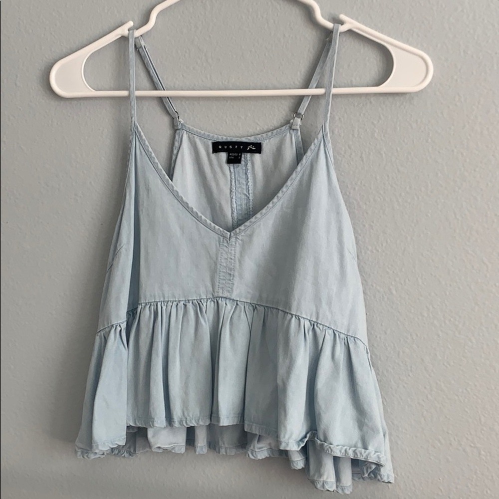 Blue V-neck Tank Top